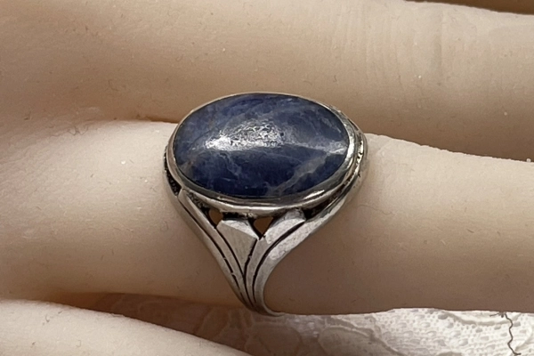 Zilveren Ring, Donkerblauwe Steen